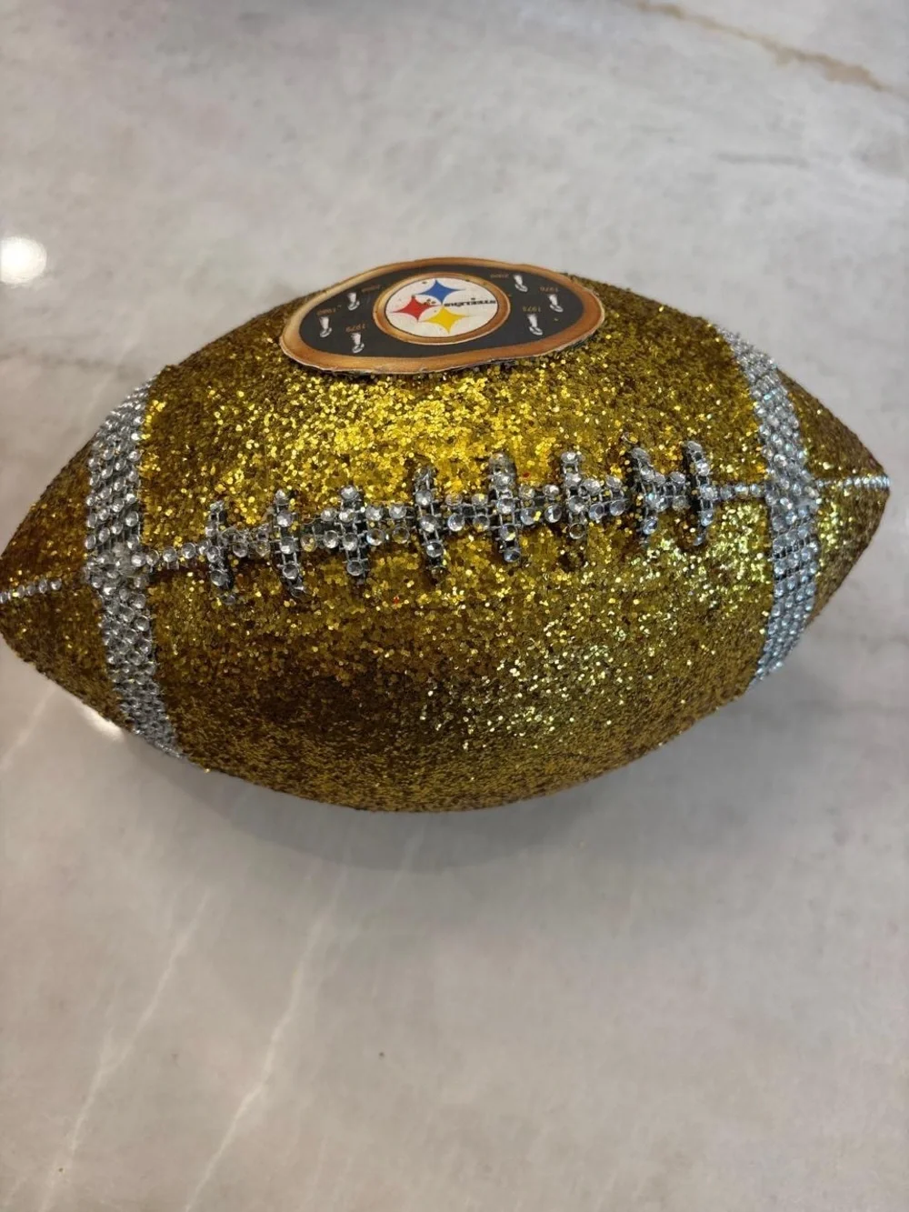 Pittsburgh Steelers Glitter Football Decor Gold Silver Rhinestone 6X Champs A111